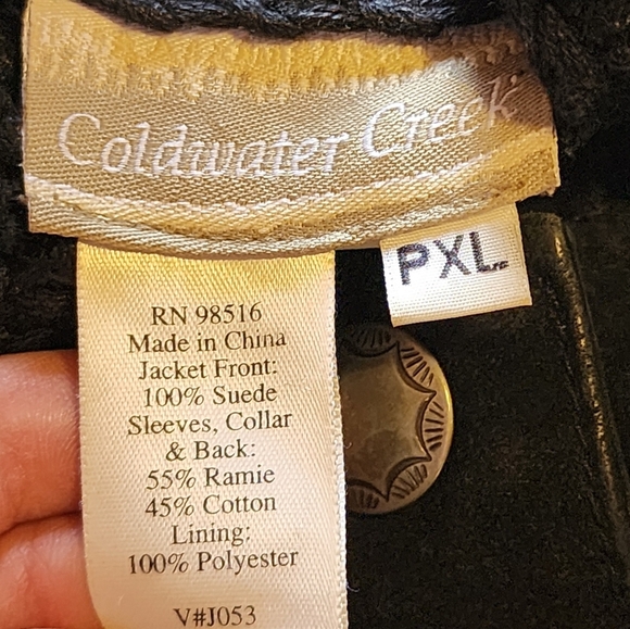 Coldwater Creek Suede Fair Isle Knit Jacket PXL Nordic Cottagecore Winter Coat - Picture 6 of 11